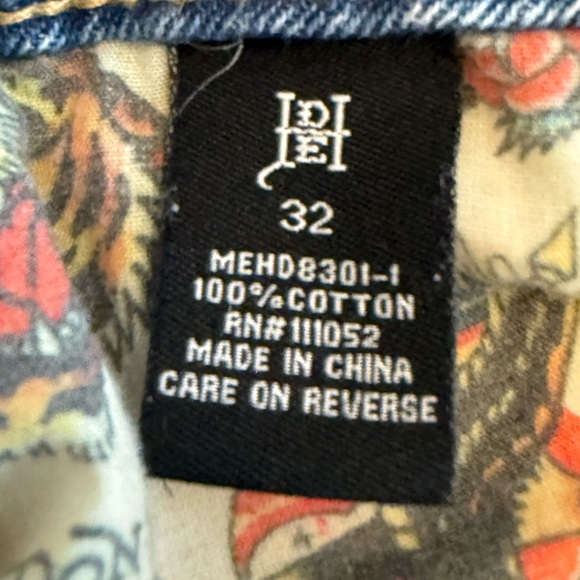 Ed Hardy Death Before Dishonor Jeans Distressed Mens 32x29 Streetwear Edgy Punk - Picture 7 of 12